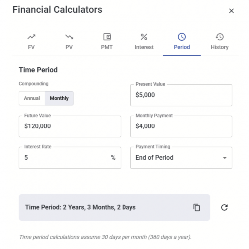 Financial Calculators - period